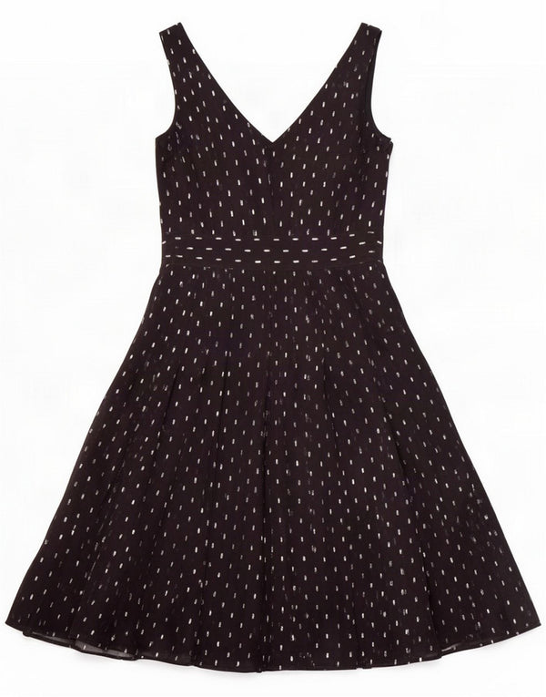 Laura Ashley Dame Ærmeløs A-Line Kjole UK 10 Small Navy Blue Geometric
