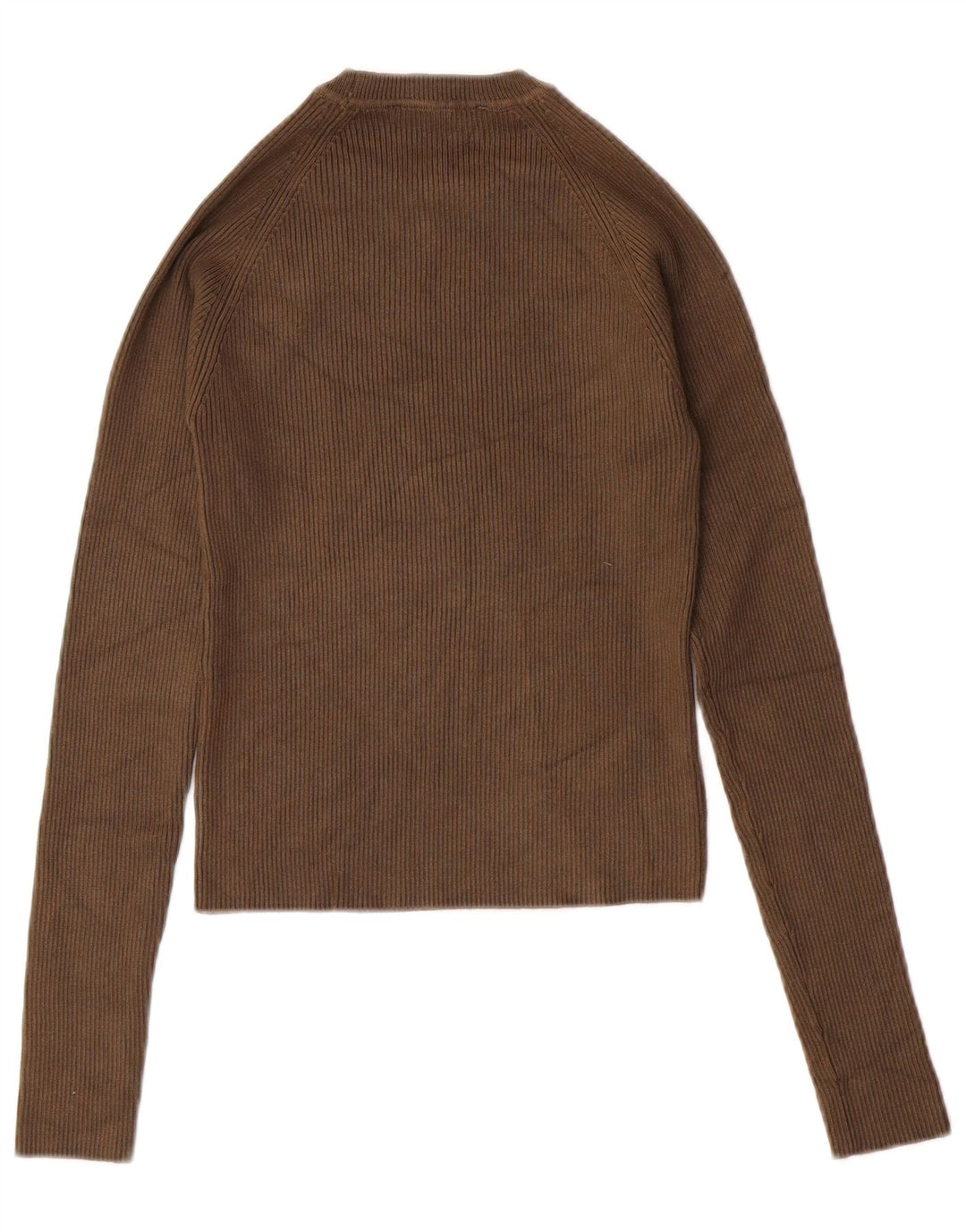 ZARA Dame Crop Crew Neck Jumper Sweater UK 8 Small Khaki