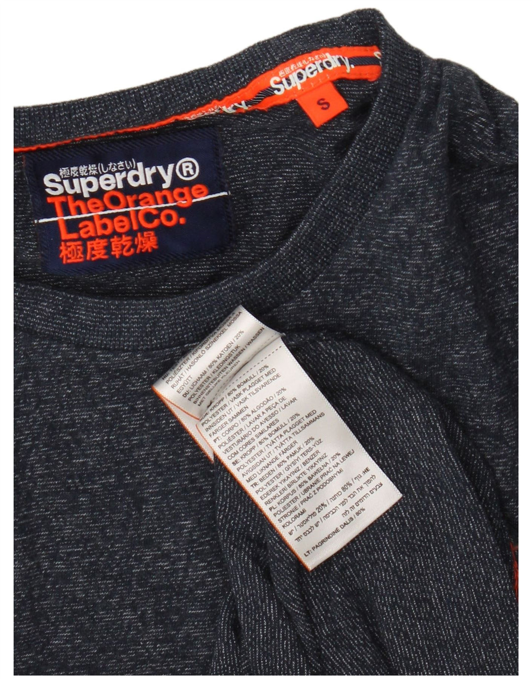 Superdry T-shirt top til mænd, lille marineblå flækket bomuld