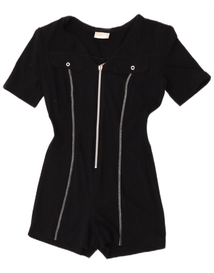 Sisley Kvinder Kortærmet Playsuit UK 12 Medium Sort Bomuld