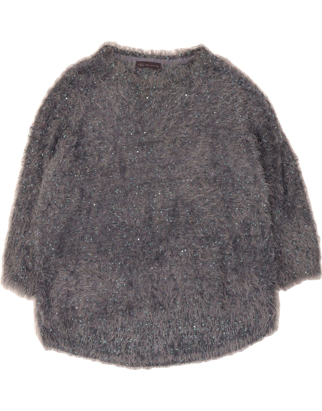 MARKS & SPENCER Womens Boat Neck Jumper Sweater US 18 XL  Grey Flecked Vintage Marks & Spencer and Second-Hand Marks & Spencer from Messina Hembry 