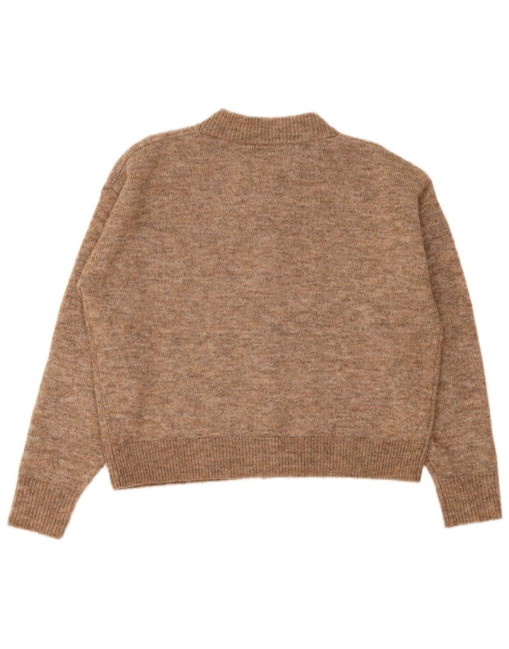 French Connection Dame Cardigan Sweater UK 14 Medium Brown Flecked