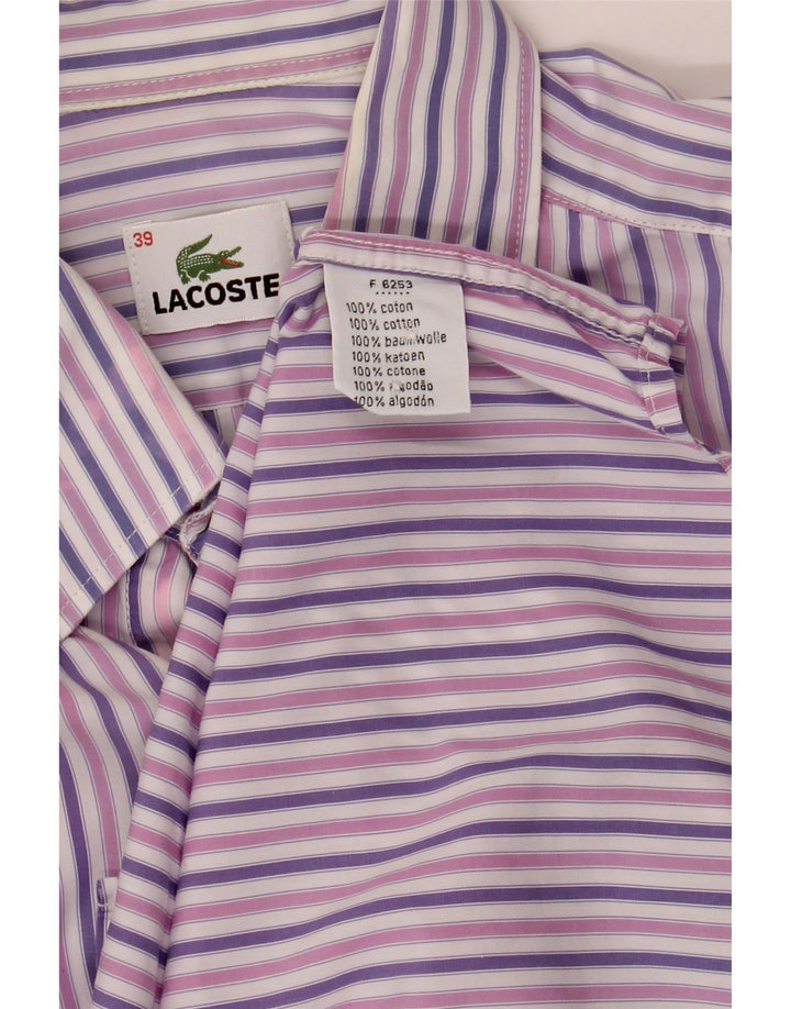 LACOSTE Herreskjorte str. 39 Medium Lilla Stribet Bomuld