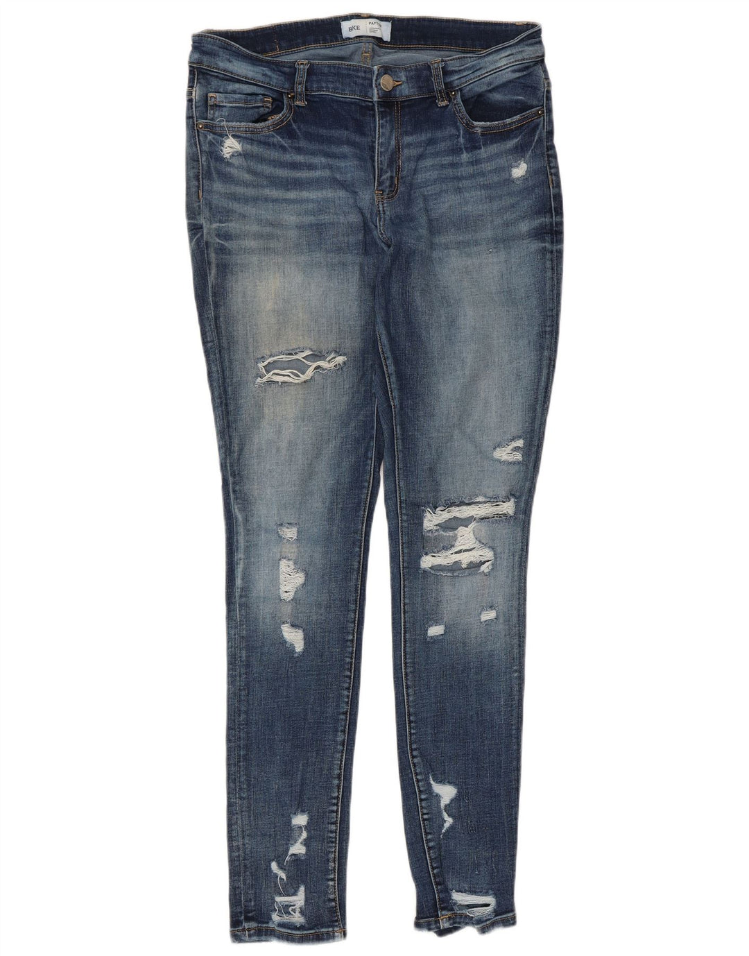 BKE Dame Payton Distressed Mid Rise Skinny Jeans W30 L31 Blå Bomuld