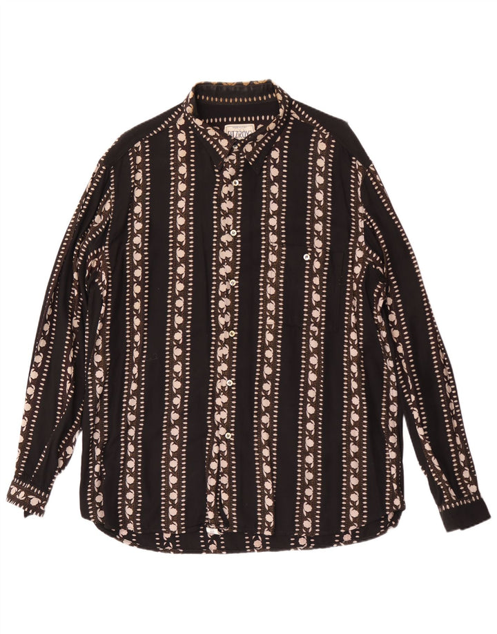 Vintage herreskjorte XL sort blomstret
