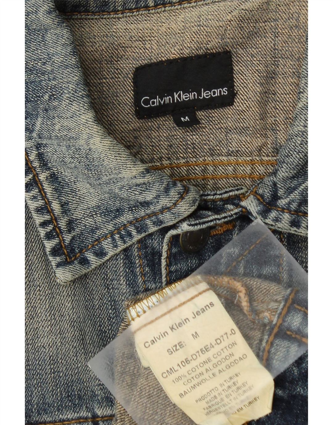 CALVIN KLEIN JEANS Denimjakke til mænd UK 38 Medium Blå Bomuld