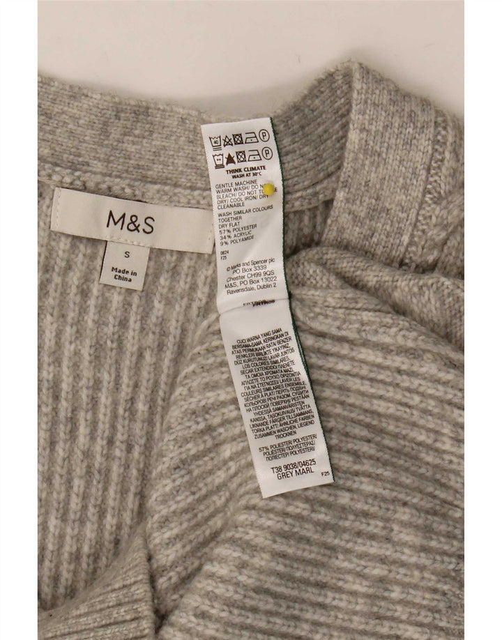 Marks & Spencer Dame Cardigan Sweater UK 10 Small Grå Polyester