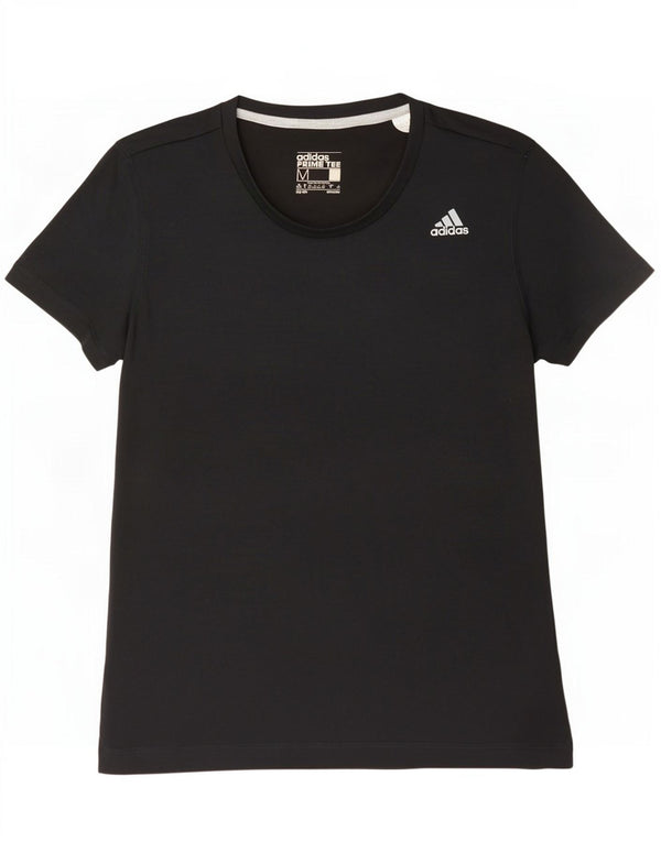 Adidas Dame T-Shirt Top UK 12/14 Medium Sort Polyester
