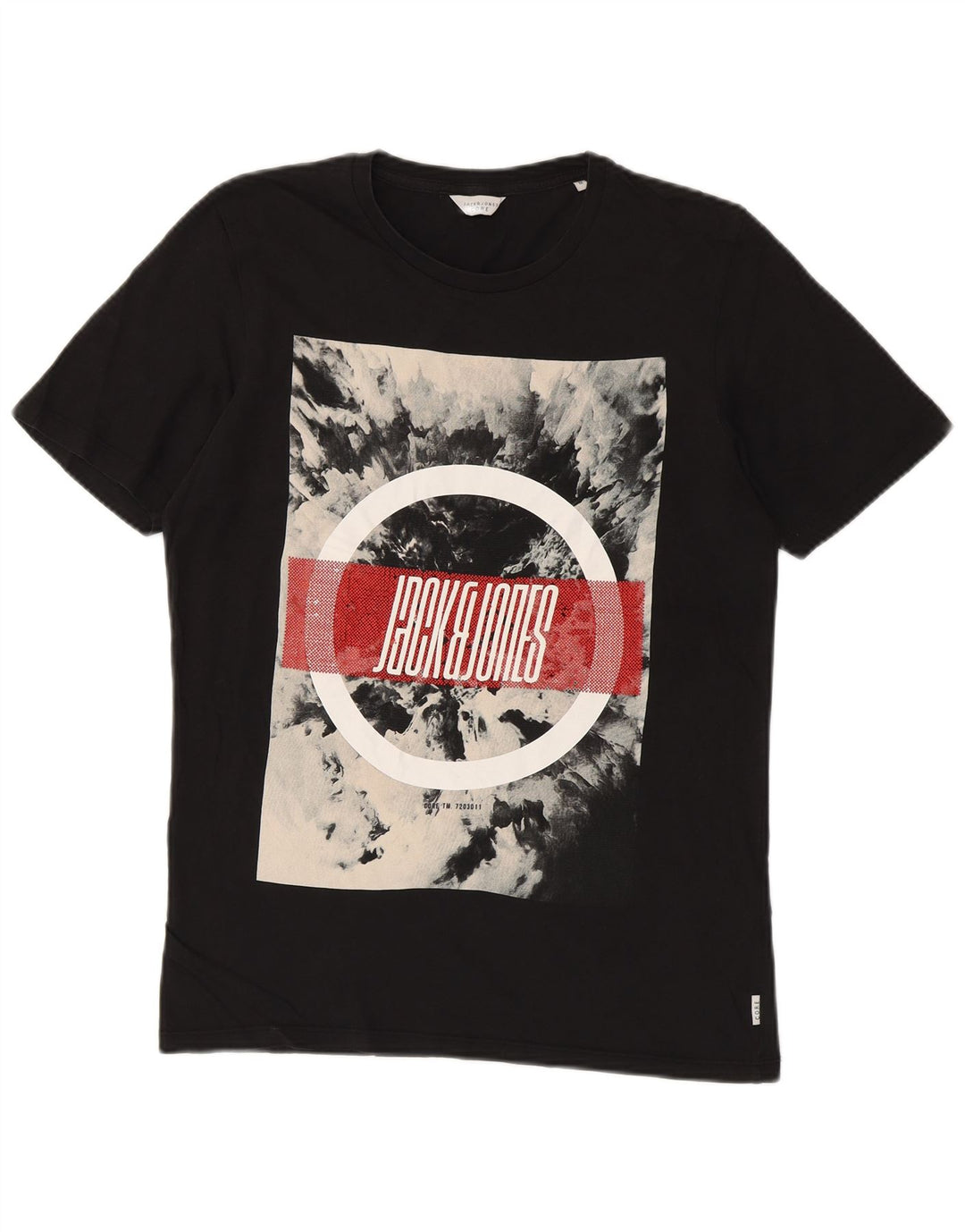 JACK & JONES Herre grafisk T-shirt Top Medium Sort Bomuld