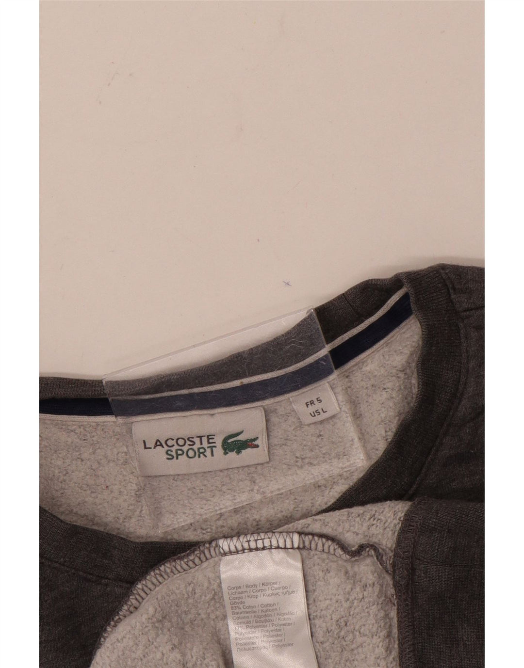 Lacoste Herre Sweatshirt Jumper Størrelse 5 Large Grå Bomuld
