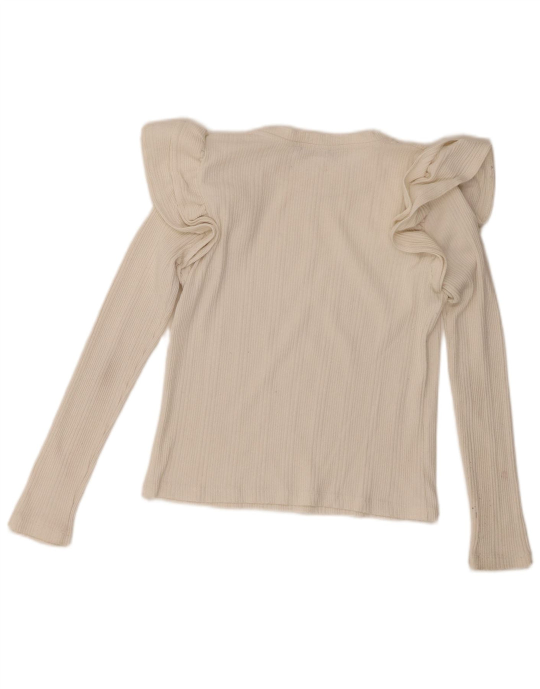 Zara Womens Flæse Front Top Langærmet UK 10 Small Off White