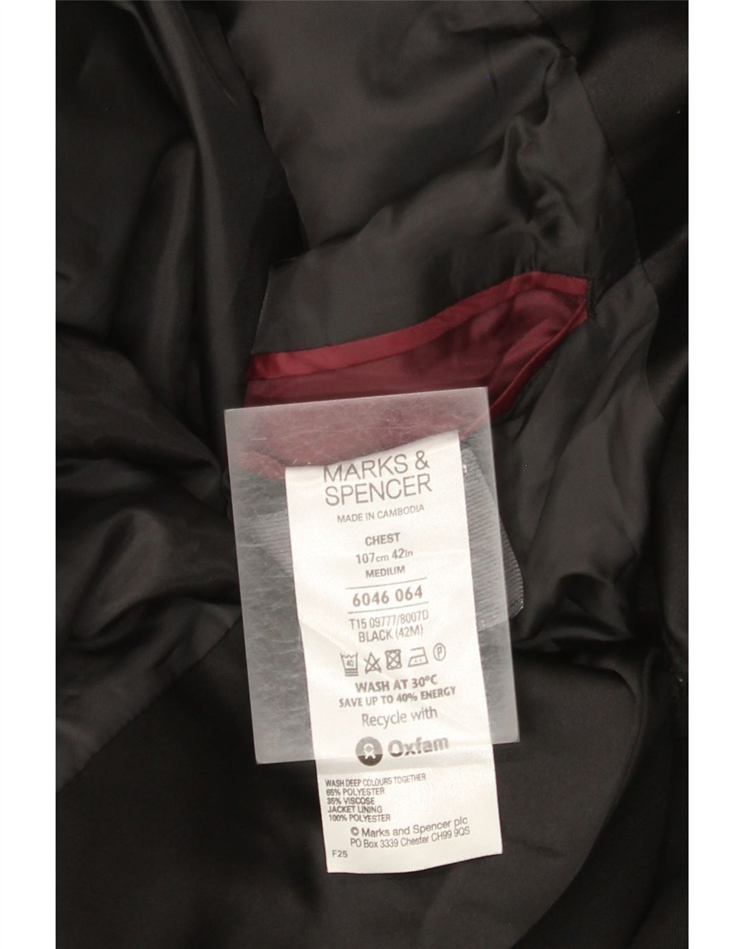 Marks & Spencer Herre 2-knaps blazerjakke UK 38 Medium Sort Polyester