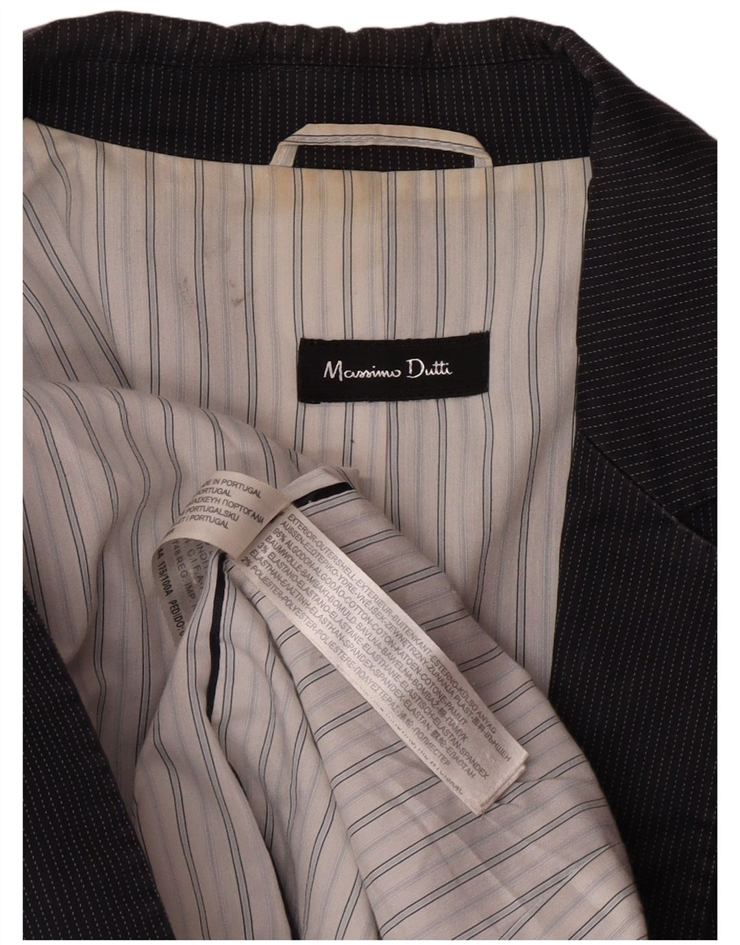 Massimo Dutti Dame 1 Knap Blazer Jakke EU 44 XL Navy Blue Nålestribe