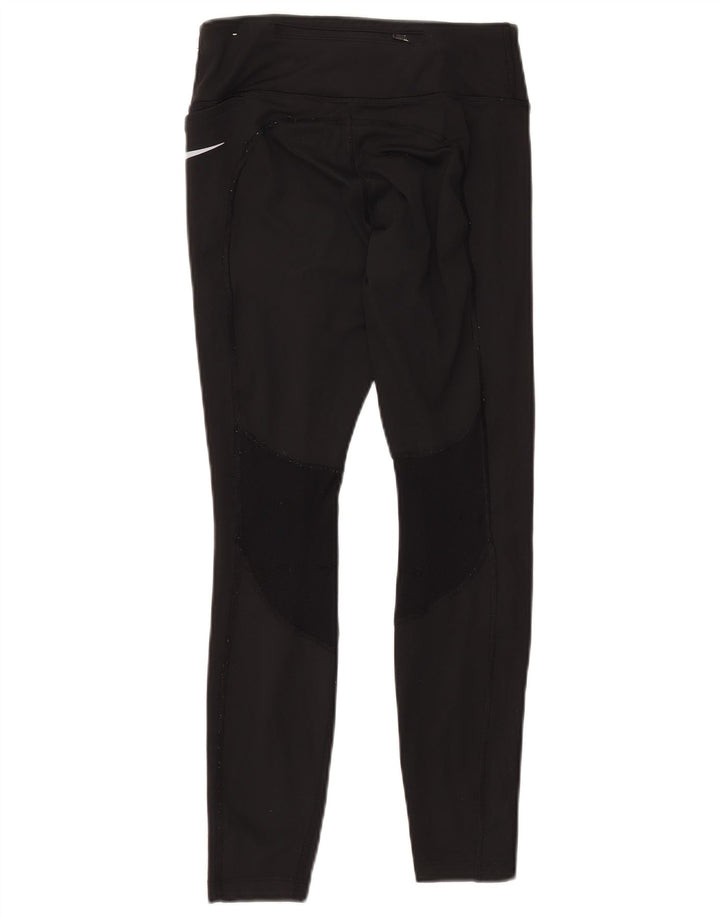 NIKE Dame Dri Fit Leggings UK 10 Lille sort polyester