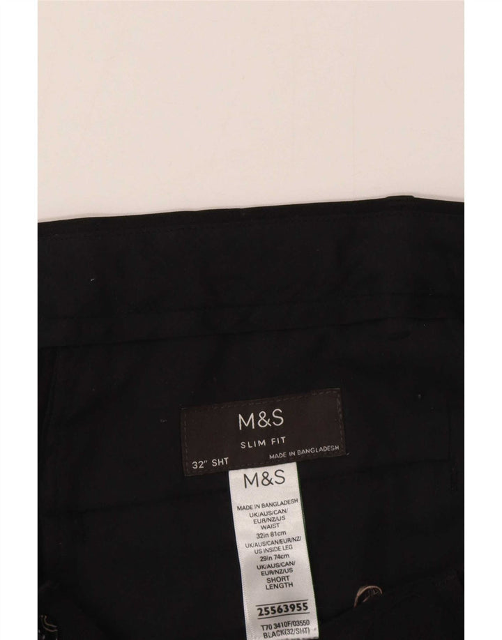 Marks & Spencer Herre Slim Fit Chino Bukser W32 L29 Sort Polyester