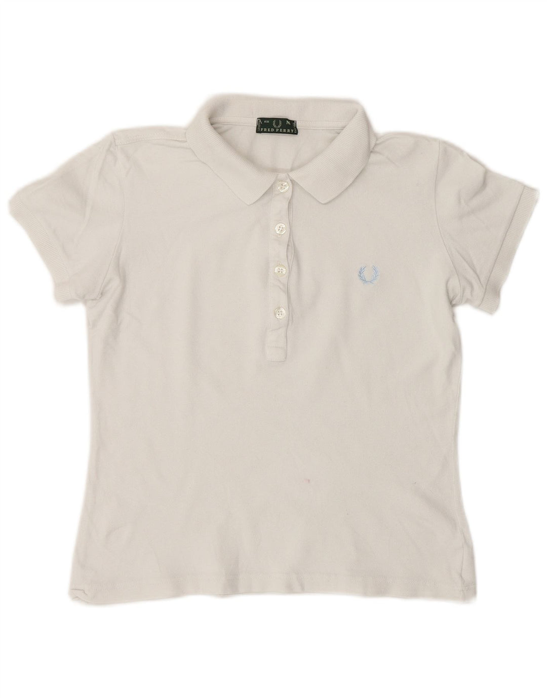 Fred Perry Womens Crop Polo Shirt UK 12 Medium White Bomuld