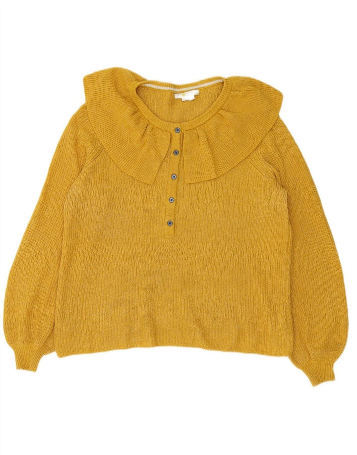 BODEN Womens Crew Neck Jumper Sweater UK 12 Medium Yellow Acrylic