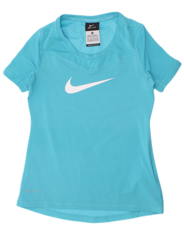Nike piger grafisk t-shirt top 6-7 år XS blå polyester