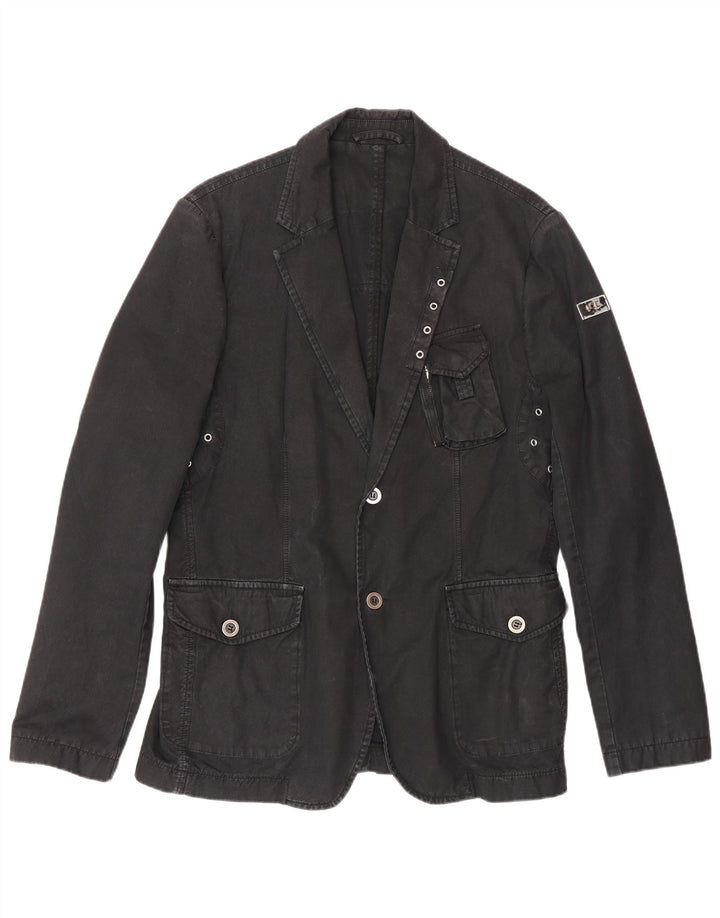 Iceberg Herre 2 Knapper Denim Blazer Jacket IT 52 XL Grå Bomuld