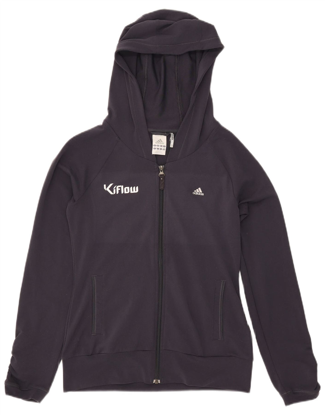 Adidas Dame Grafisk Hættetrøje Sweater UK 12 Medium Navy Blue Polyester