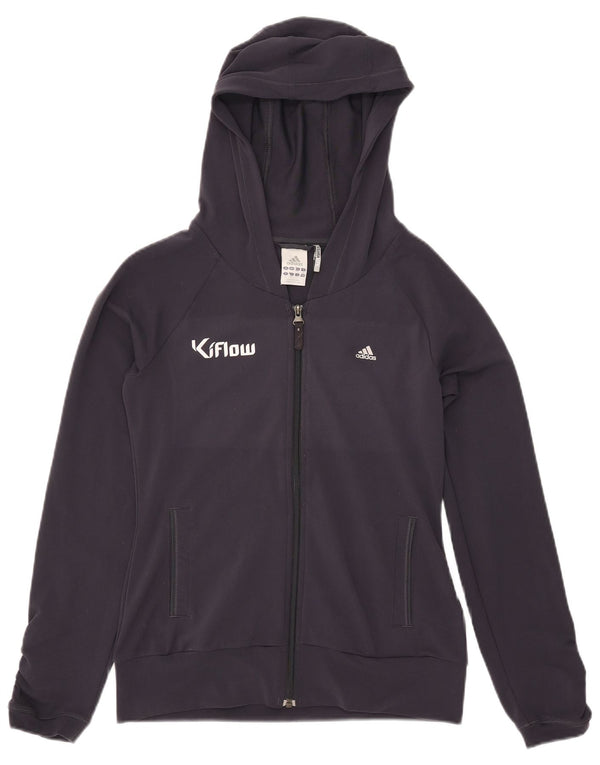 Adidas Dame Grafisk Hættetrøje Sweater UK 12 Medium Navy Blue Polyester