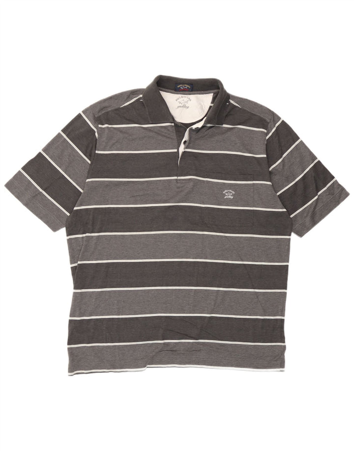 Paul & Shark herre poloshirt, stor grå stribet