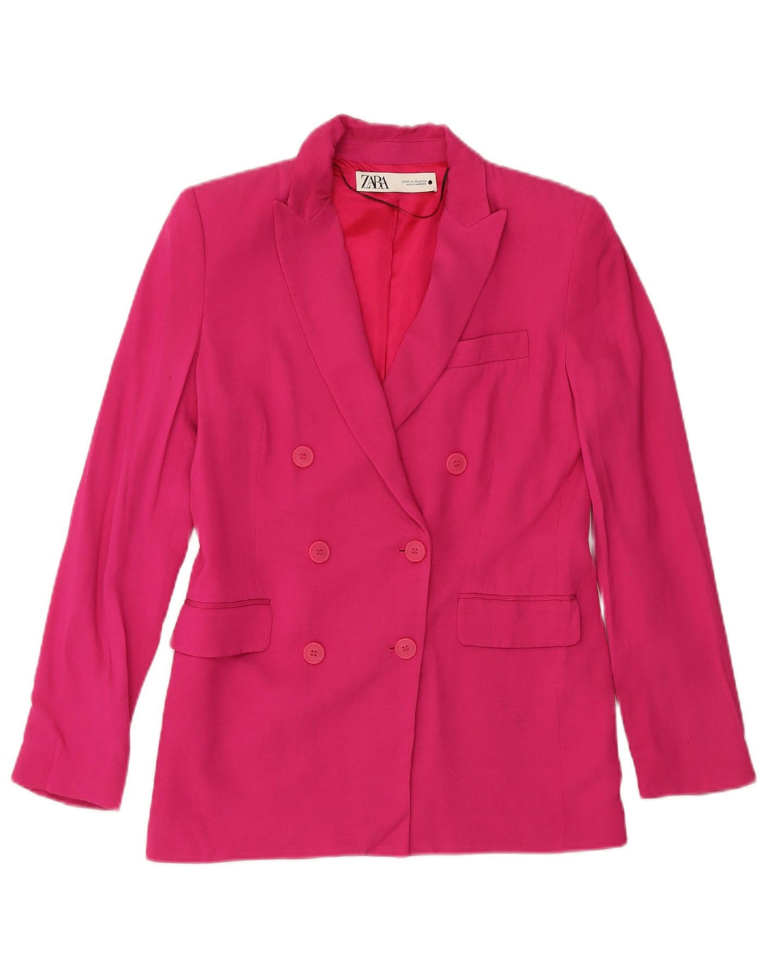 ZARA Dame Loose Fit Double Breasted Blazer Jacket UK 6 XS Pink Viscose