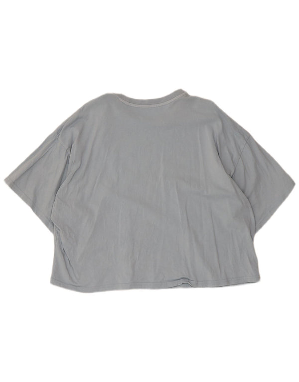 Billabong Womens Crop Graphic T-Shirt Top UK 14 Medium Blue Cotton