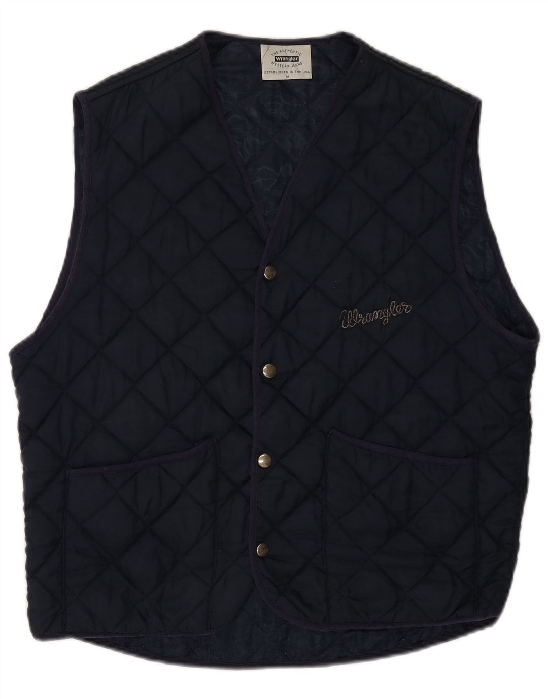 Wrangler Herre Quiltet Gilet UK 38 Medium Navy Blue Polyamid