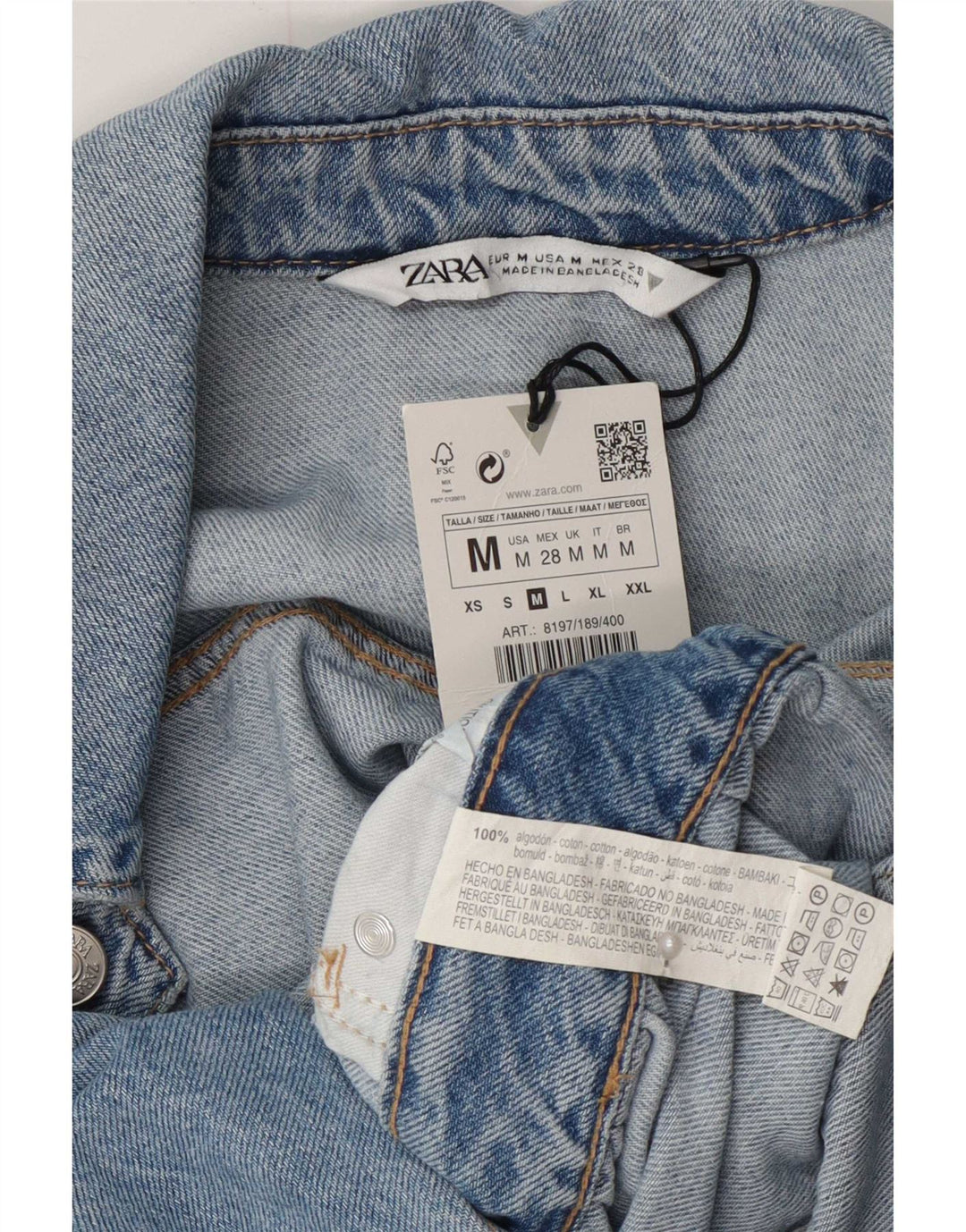 Zara Dame Denim Playsuit UK 12 Medium Blue Cotton