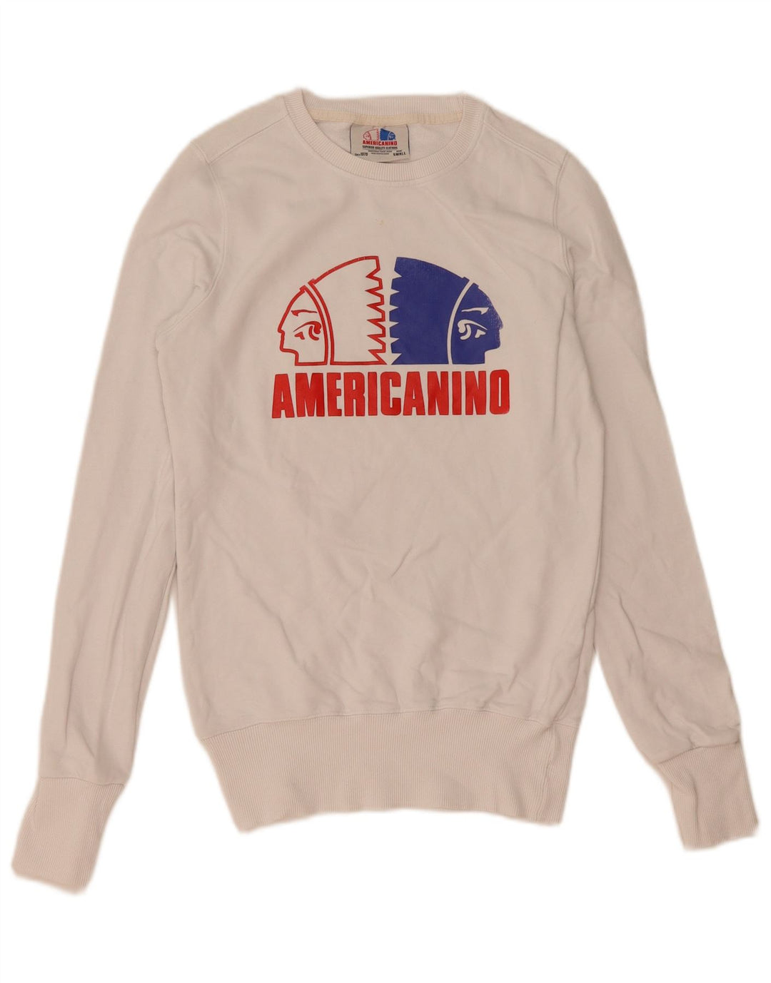 Americanino Herre Grafisk Sweatshirt Jumper Lille Hvid Bomuld