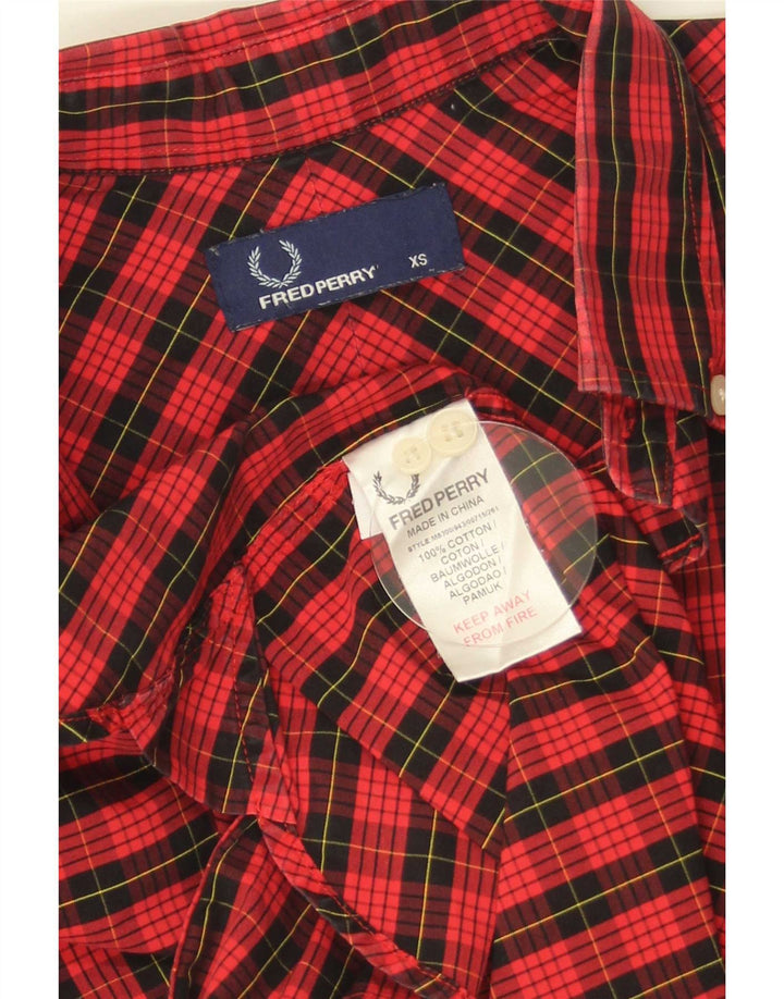 Fred Perry herreskjorte XS rød ternet bomuld