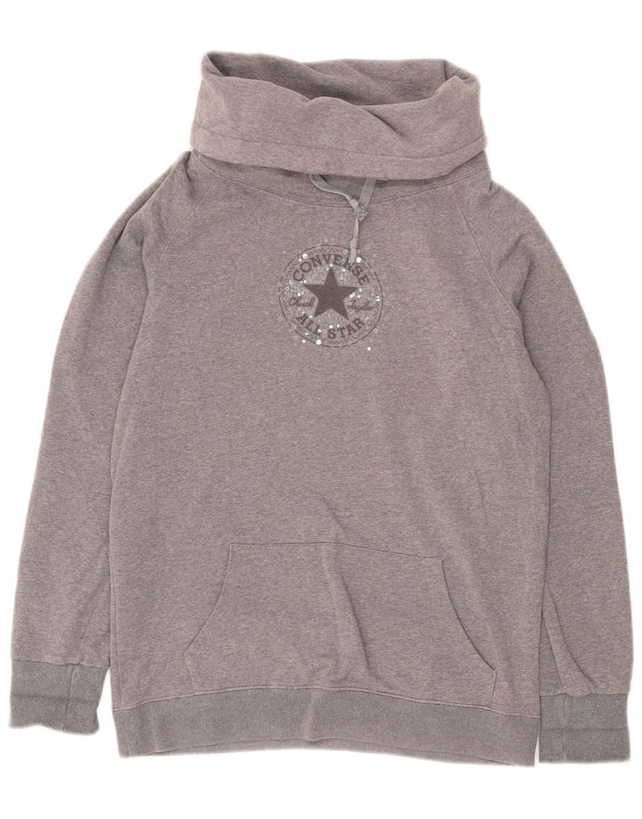 Converse Graphic Sweatshirt Jumper UK 10 Small Grå Flecked Bomuld