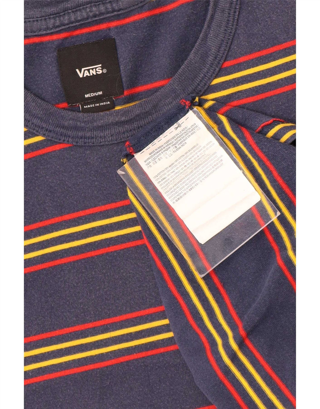 Vans Herre T-Shirt Top Medium Marineblå Stribet Bomuld