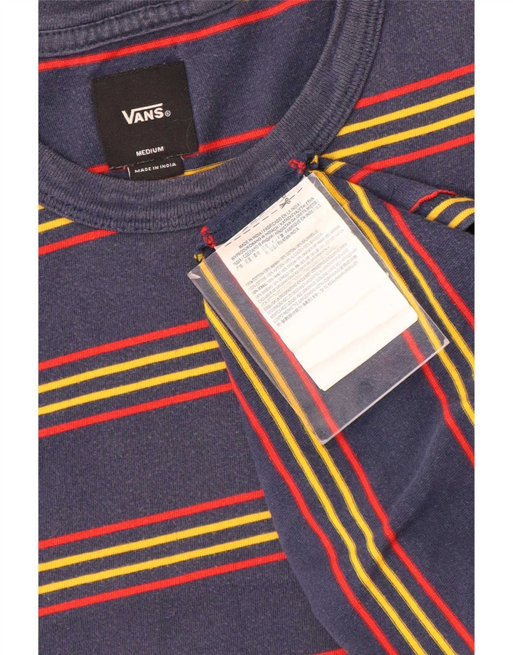 Vans Herre T-Shirt Top Medium Marineblå Stribet Bomuld