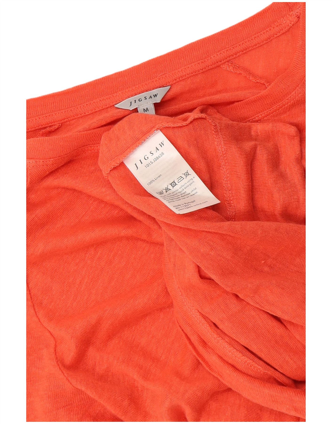 Jigsaw Dame Top 3/4 ærmet UK 12 Medium Orange Linen