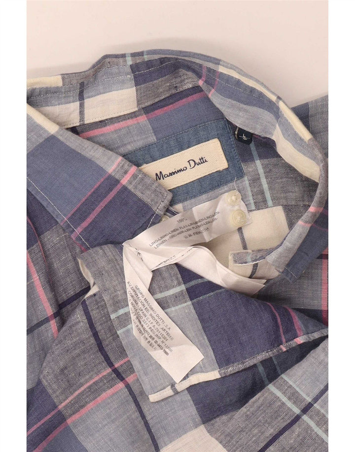 Massimo Dutti herreskjorte stor blå ternet linned