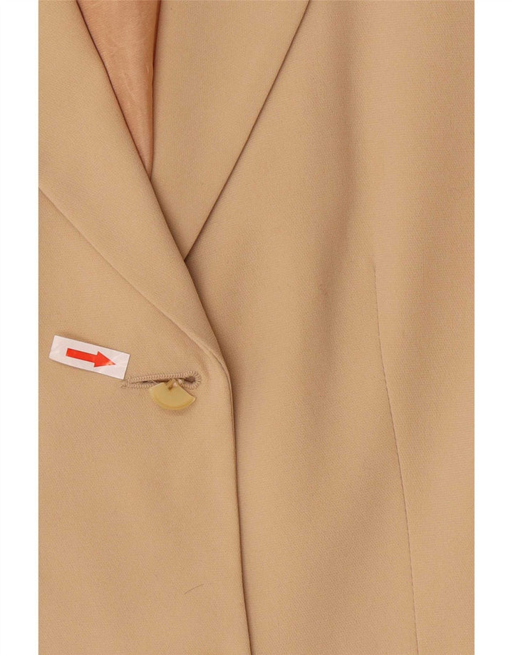 Vintage Dame 2 Button Blazer Jacket UK 10 Small Beige Polyester