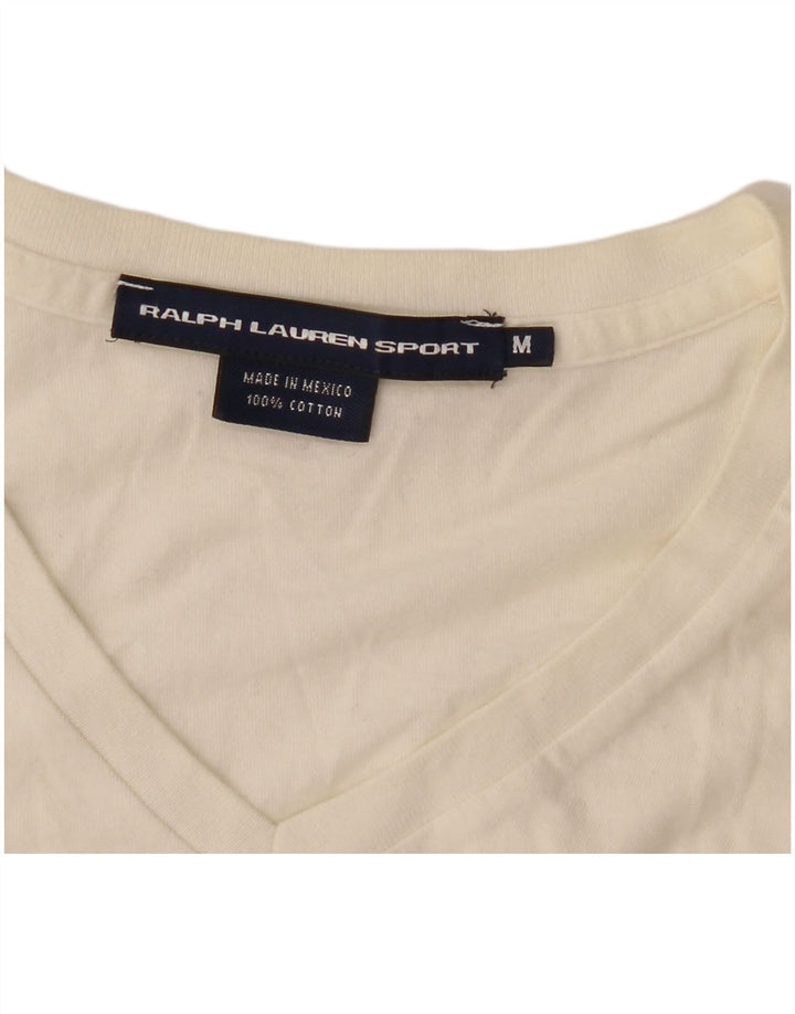 Ralph Lauren Dame T-Shirt Top UK 12 Medium Off White Bomuld