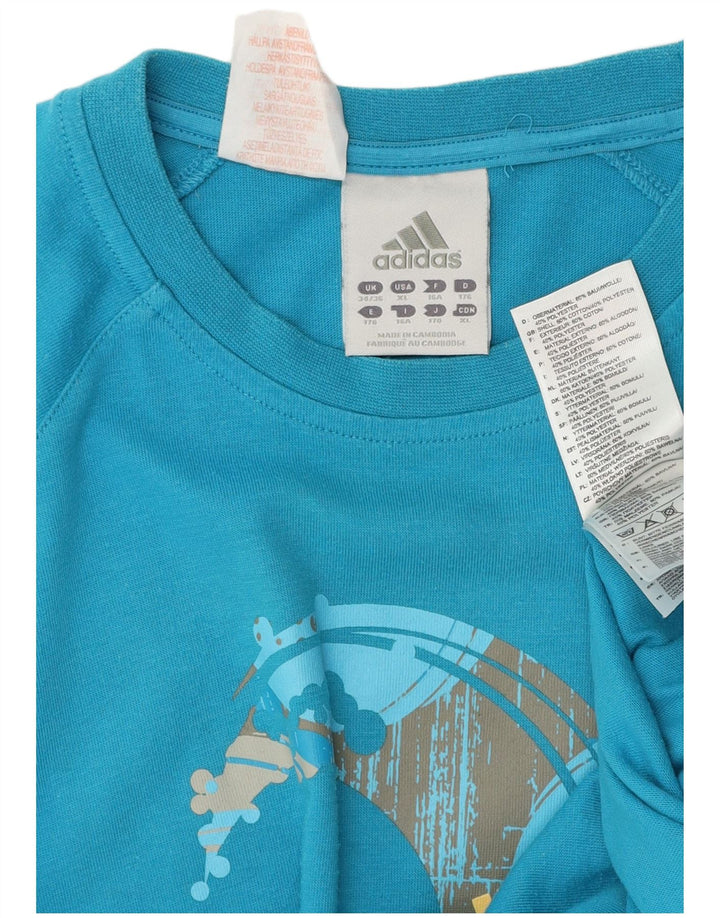 Adidas drenge grafisk t-shirt top 15-16 år blå polyester