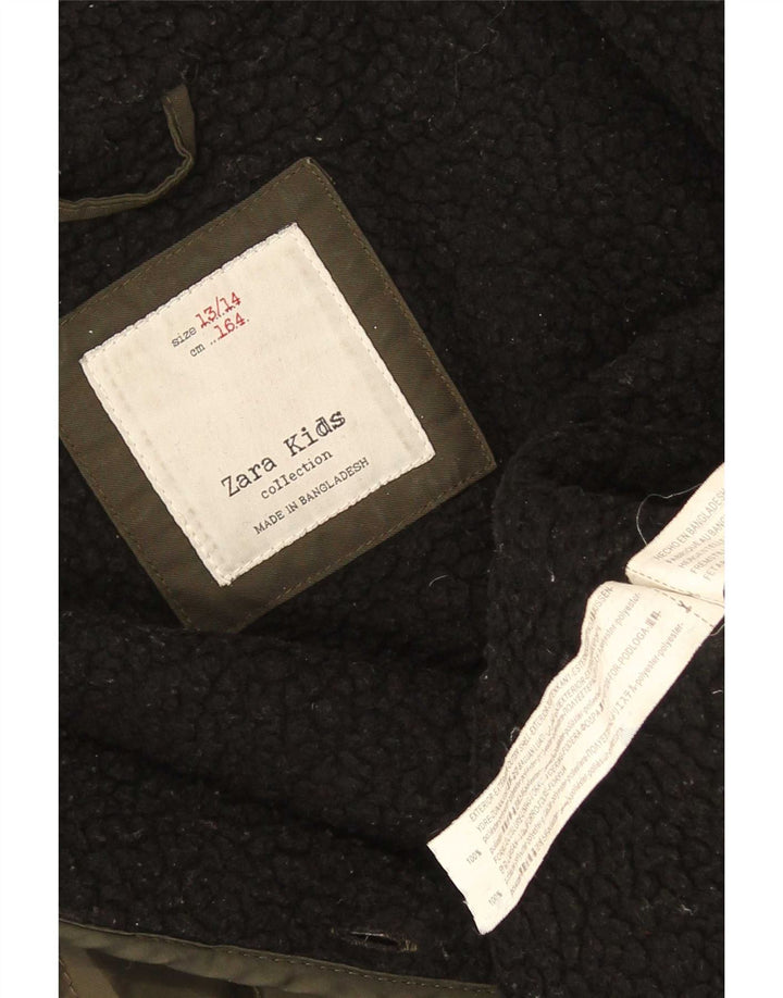 Zara Boys Hætte Liner Quiltet jakke 13-14 år Khaki Polyester