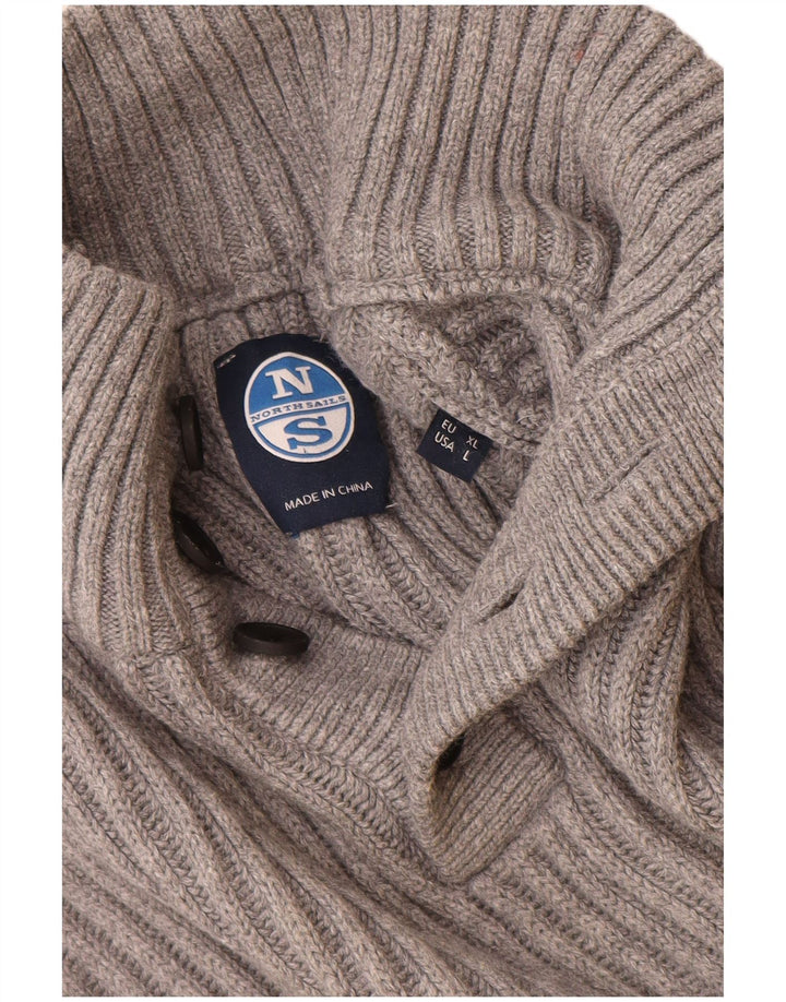 North Sails Herre Button Neck Jumper Sweater XL Grå Bomuld