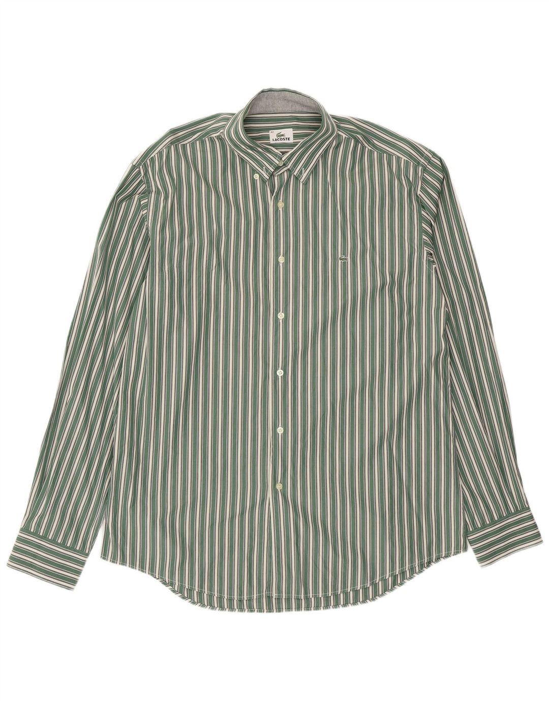 Lacoste Herreskjorte str. 42 Stor Grøn Stribet