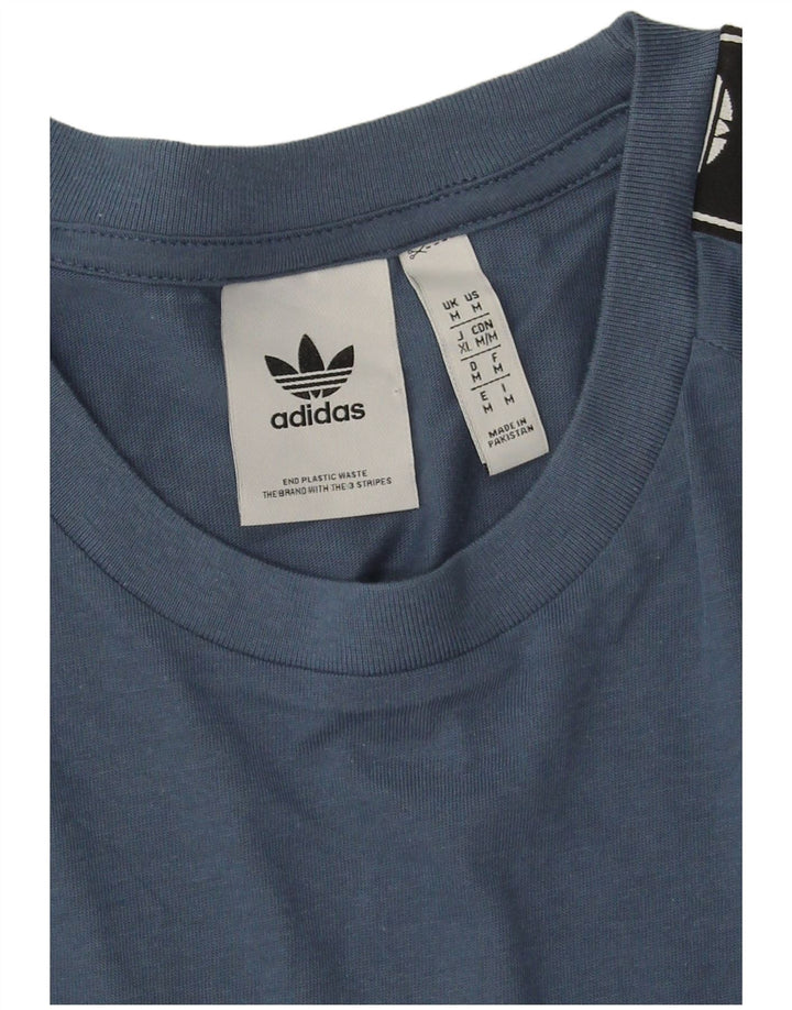 Adidas Herre grafisk T-shirt Top Medium Blue Colourblock Bomuld