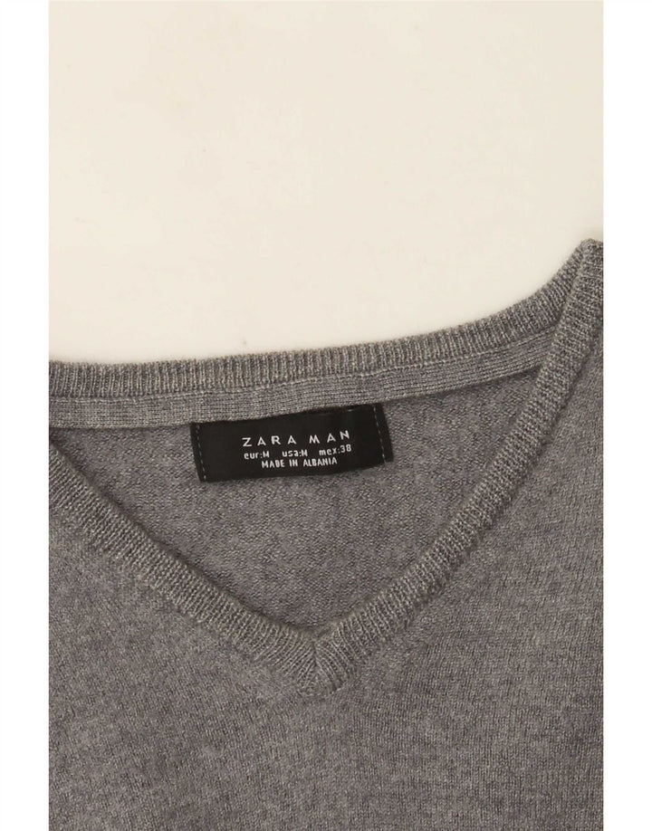 Zara Herre V-hals sweater mellemgrå