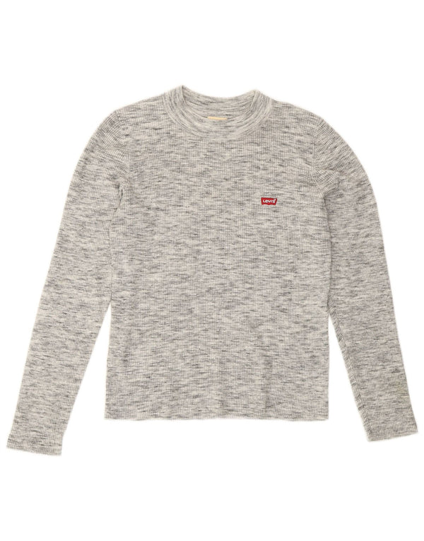 Levi's Dame Top Langærmet UK 12 Medium Grå Flecked