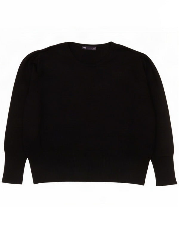 Marks & Spencer Dame Boat Neck Jumper Sweater UK 24 4XL Sort Viscose