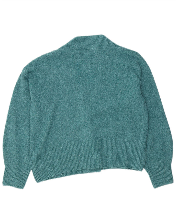 Marks & Spencer dame cardigan sweater UK 14 Medium turkis bomuld
