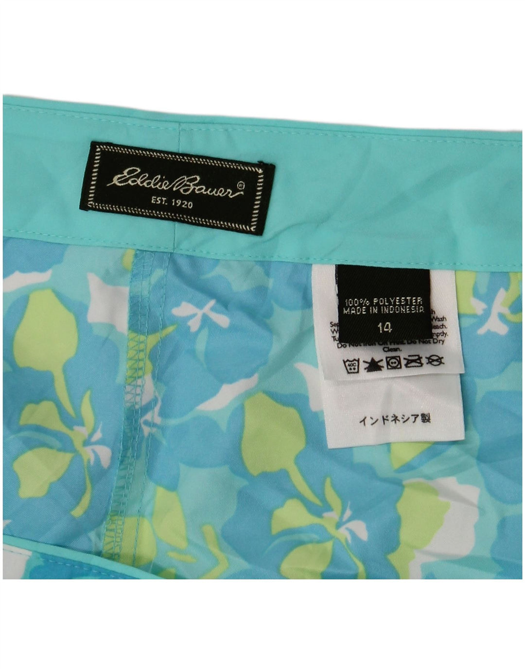 EDDIE BAUER Badeshorts til kvinder US 14 XL Blue Floral Polyester