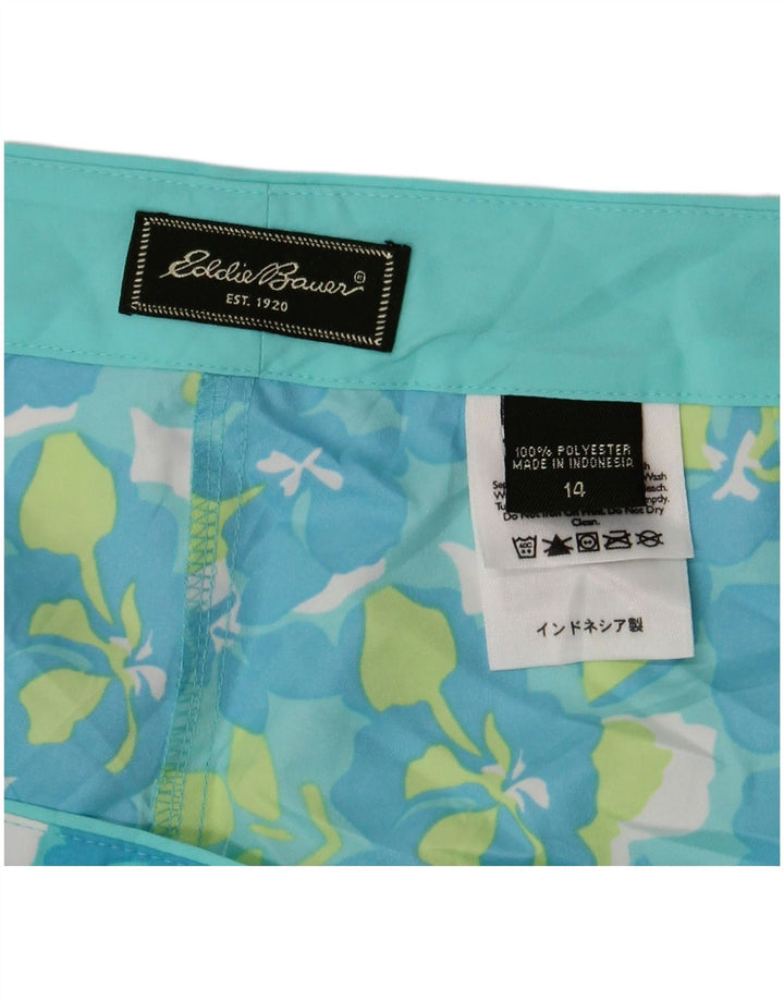 EDDIE BAUER Badeshorts til kvinder US 14 XL Blue Floral Polyester